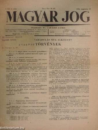 Magyar Jog 1946. augusztus 20.