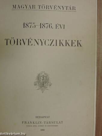 1875-1876. évi törvényczikkek