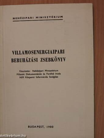 Villamosenergiaipari beruházási zsebkönyv