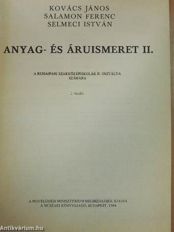 Anyag- és áruismeret II.