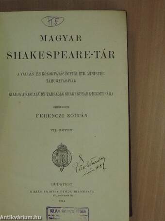Magyar Shakespeare-tár VII.