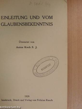 Einleitung und vom Glaubensbekenntnis