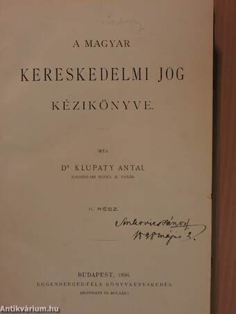 A magyar kereskedelmi jog kézikönyve II. (töredék)