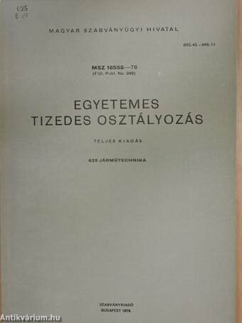 Egyetemes tizedes osztályozás 629.