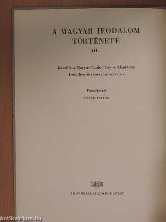 A magyar irodalom története 3.