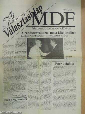 Magyar Demokrata Fórum Választási lap 1990. szeptember