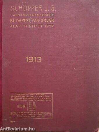 Árjegyzék 1913. április hó 15. - Schopper J. G. vasnagykereskedése