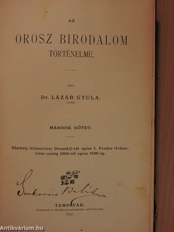 Az orosz birodalom történelme II. (töredék)