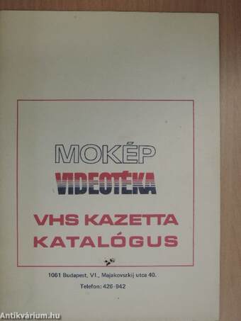 Mokép-Videotéka VHS kazetta katalógus