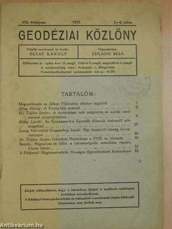 Geodéziai Közlöny 1932/1-4.