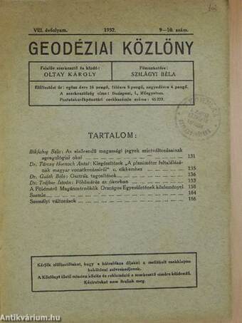 Geodéziai Közlöny 1932/9-10.