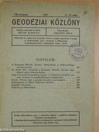 Geodéziai Közlöny 1932/11-12.