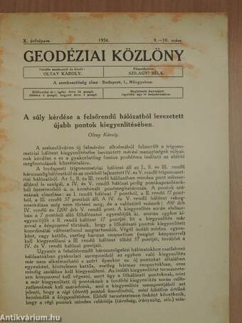 Geodéziai Közlöny 1934/9-10.