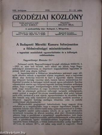 Geodéziai Közlöny 1932/11-12.