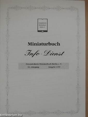 Miniaturbuch Info-Dienst 1999/4.