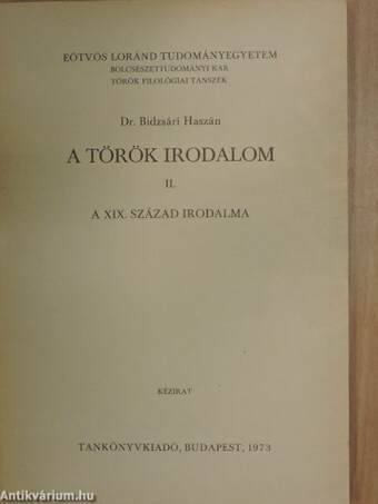 A török irodalom II. (török nyelvű)