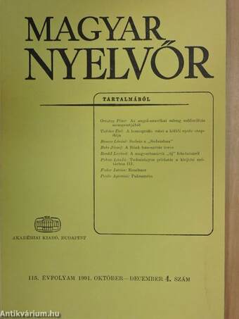 Magyar Nyelvőr 1991. október-december