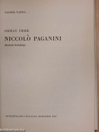 Niccoló Paganini életének krónikája