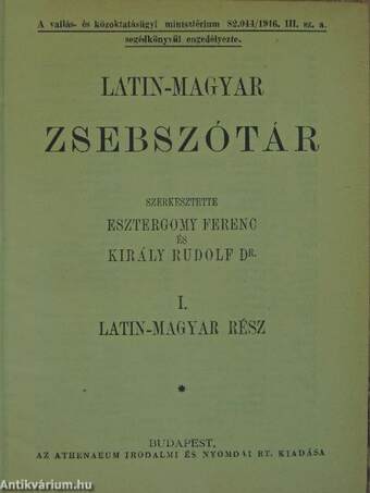 Latin-magyar zsebszótár I.