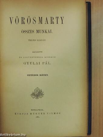 Vörösmarty összes munkái VII.