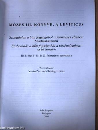 Mózes III. könyve, a Leviticus