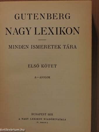 Gutenberg Nagy Lexikon I. (töredék)