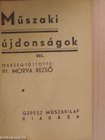 Műszaki újdonságok III.