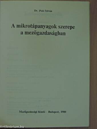 A mikrotápanyagok szerepe a mezőgazdaságban