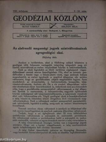 Geodéziai Közlöny 1932/9-10.