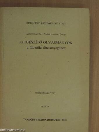 Kiegészítő olvasmányok a filozófia törzsanyagához