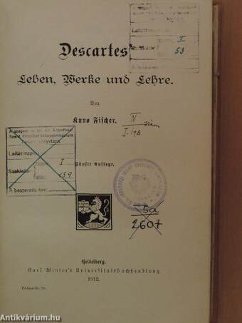 Geschichte der neuern Philosophie 1., 3-8., 10. (gótbetűs) (nem teljes sorozat)