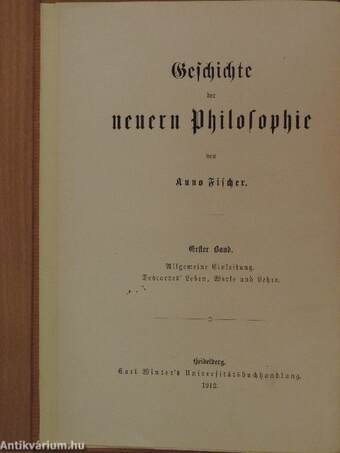 Geschichte der neuern Philosophie 1., 3-8., 10. (gótbetűs) (nem teljes sorozat)