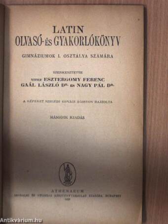 Latin olvasó- és gyakorlókönyv I.