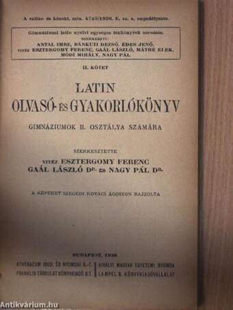 Latin olvasó- és gyakorlókönyv II.