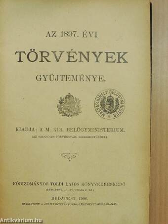 Az 1897. évi törvények gyüjteménye