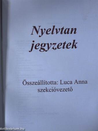 Nyelvtan jegyzetek