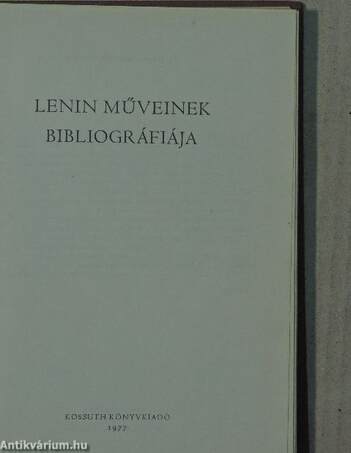 V. I. Lenin összes művei 1-55./Lenin műveinek bibliográfiája