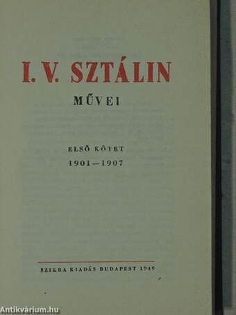 I. V. Sztálin művei 1-13./Joszif Visszarionovics Sztálin