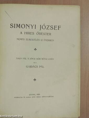 Simonyi József a híres óbester