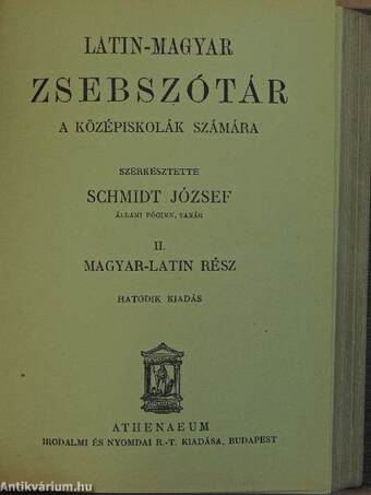 Latin-magyar zsebszótár I-II.