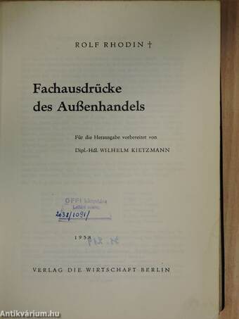 Fachausdrücke des Aussenhandels