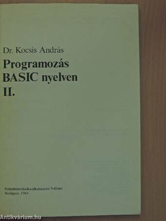 Programozás BASIC nyelven II. (töredék)