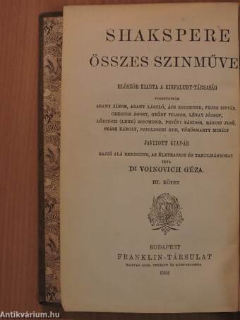 Shakspere történeti szinművei I-II.