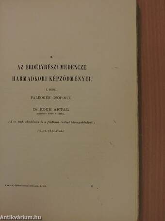 Az Erdélyrészi medencze harmadkori képződményei I.