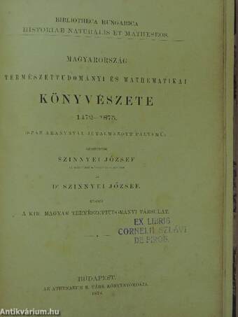 Magyarország természettudományi és mathematikai könyvészete 1472-1875.