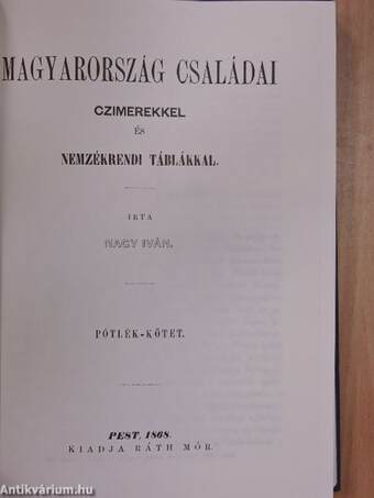 Magyarország családai czimerekkel és nemzékrendi táblákkal VIII. (töredék)