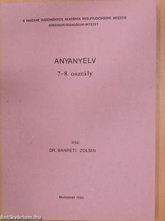 Anyanyelv 7-8. osztály