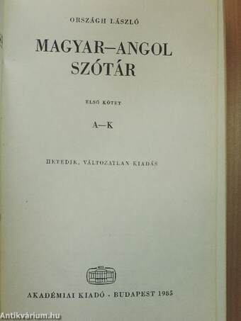 Magyar-angol szótár I-II.