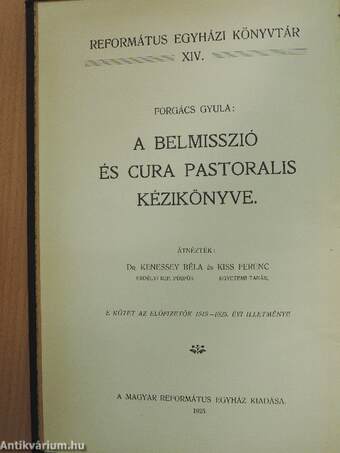 A belmisszió és a Cura Pastoralis kézikönyve