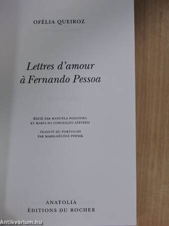 Lettres d'amour á Fernando Pessoa